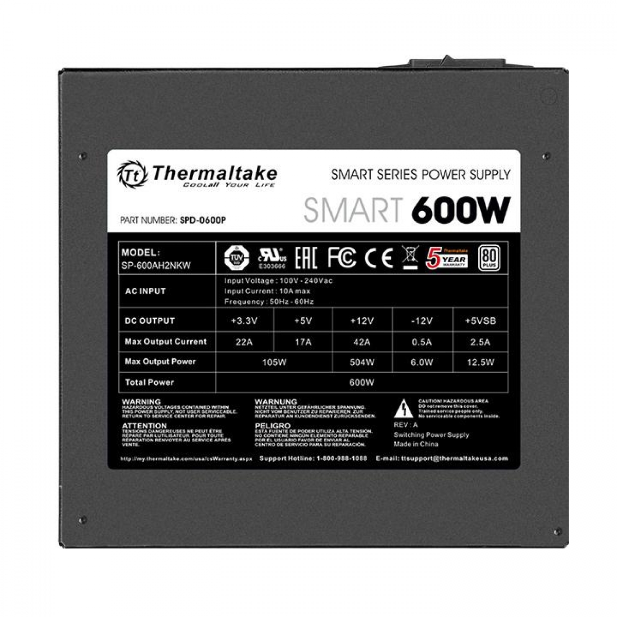 Fonte ATX Smart Series 500W 80 Plus Branco - Thermaltake