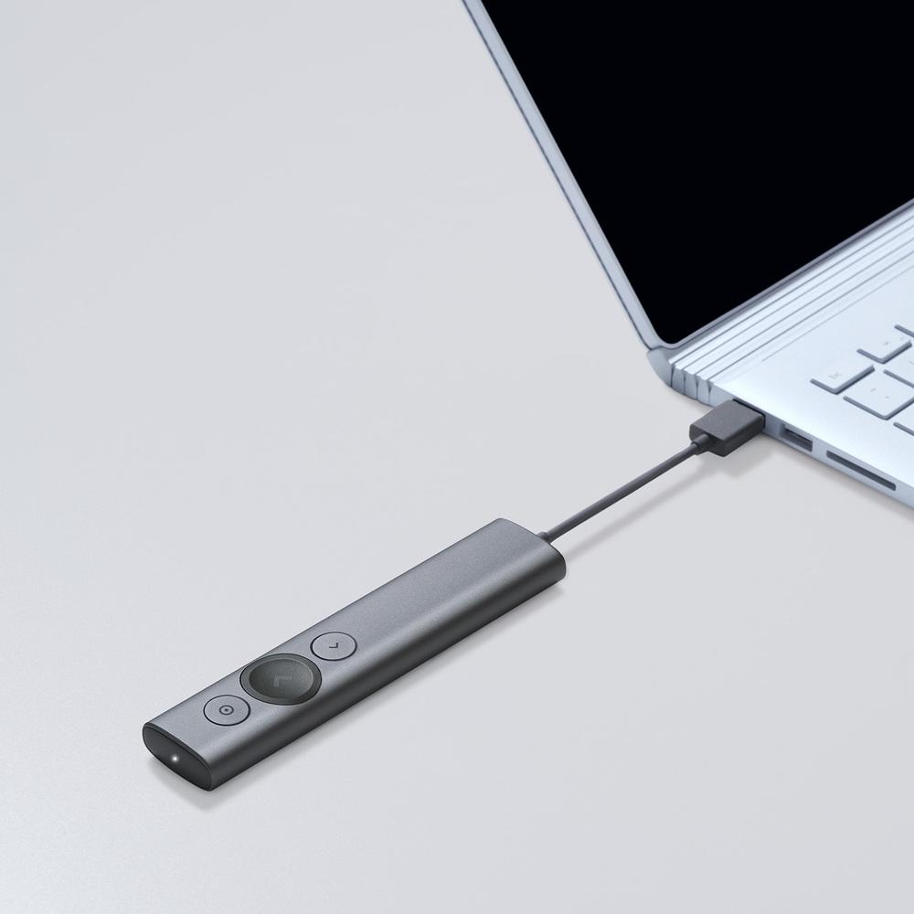 Apresentador sem Fio Logitech Spotlight USB/Bluettoth, Bateria Recarregavel - Cinza