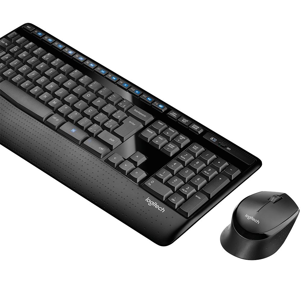 Teclado e Mouse sem Fio Logitech MK345, Teclado com Apoio, USB, Pilhas Inclusas, ABNT2, Preto