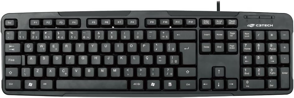 Teclado USB KB-12 Padrão ABNT2 Preto - C3Tech