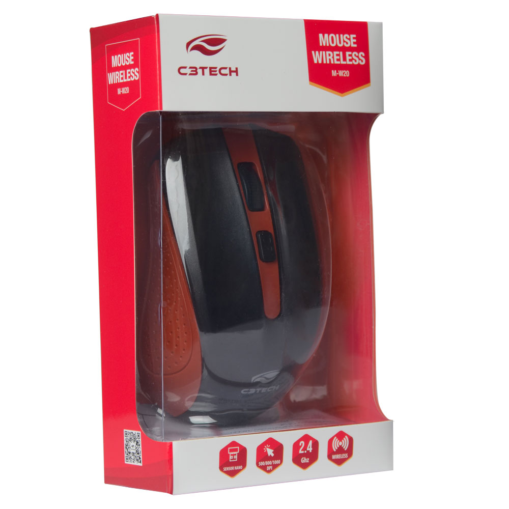 Mouse sem Fio M-W20 Vermelho - C3Tech