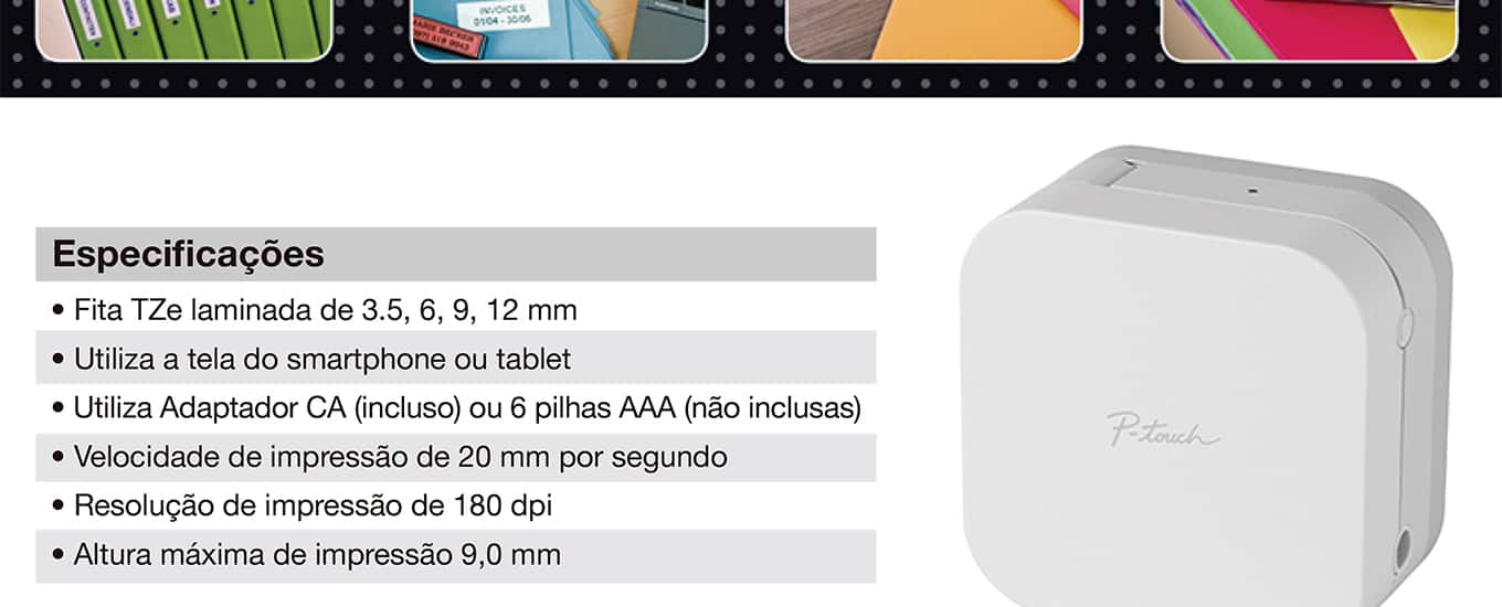 Rotulador Eletrônico P-Touch Cube, PTP300BT, Brother