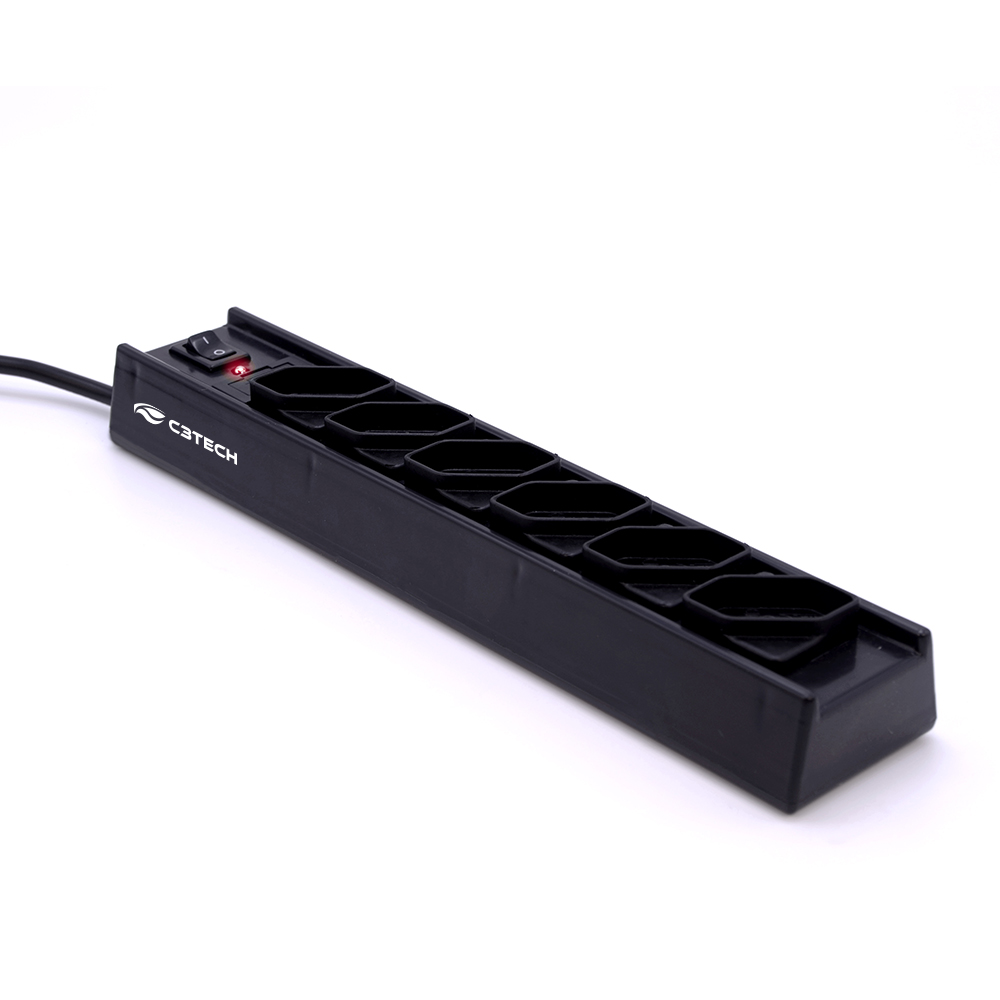 Filtro de Linha com 6 Tomadas, Bivolt, Preto - C3Tech
