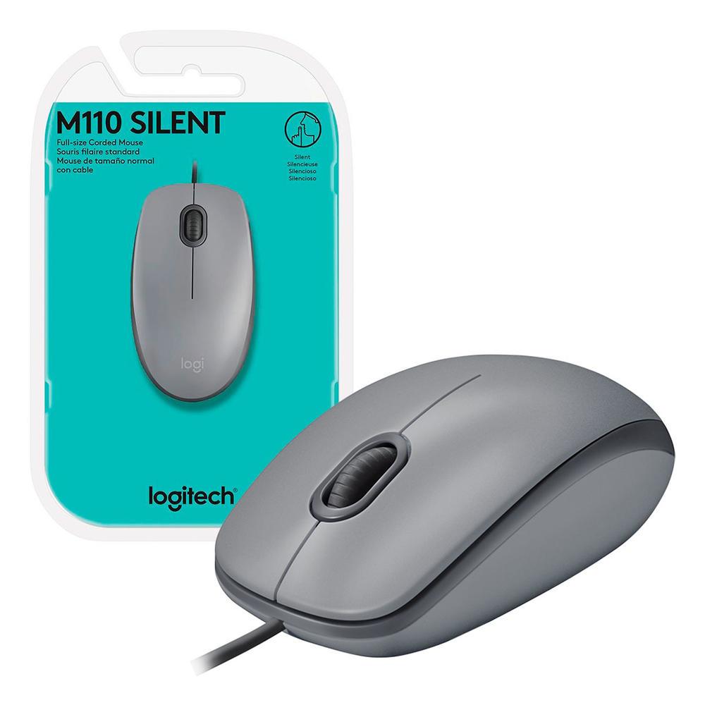 Mouse M110 USB Clique Silencioso Cinza - Logitech