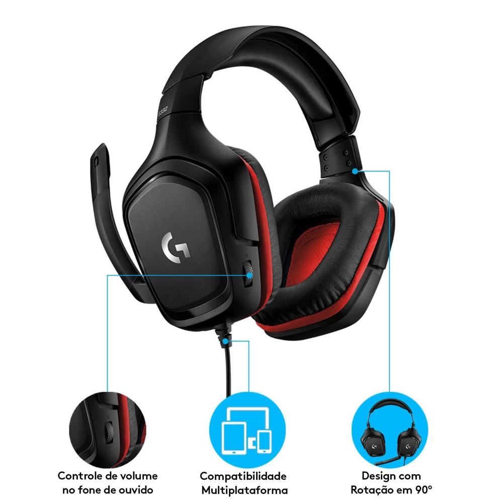 Headset Gamer G332 Stereo Drivers 50 mm Multi-Plataforma - Logitech