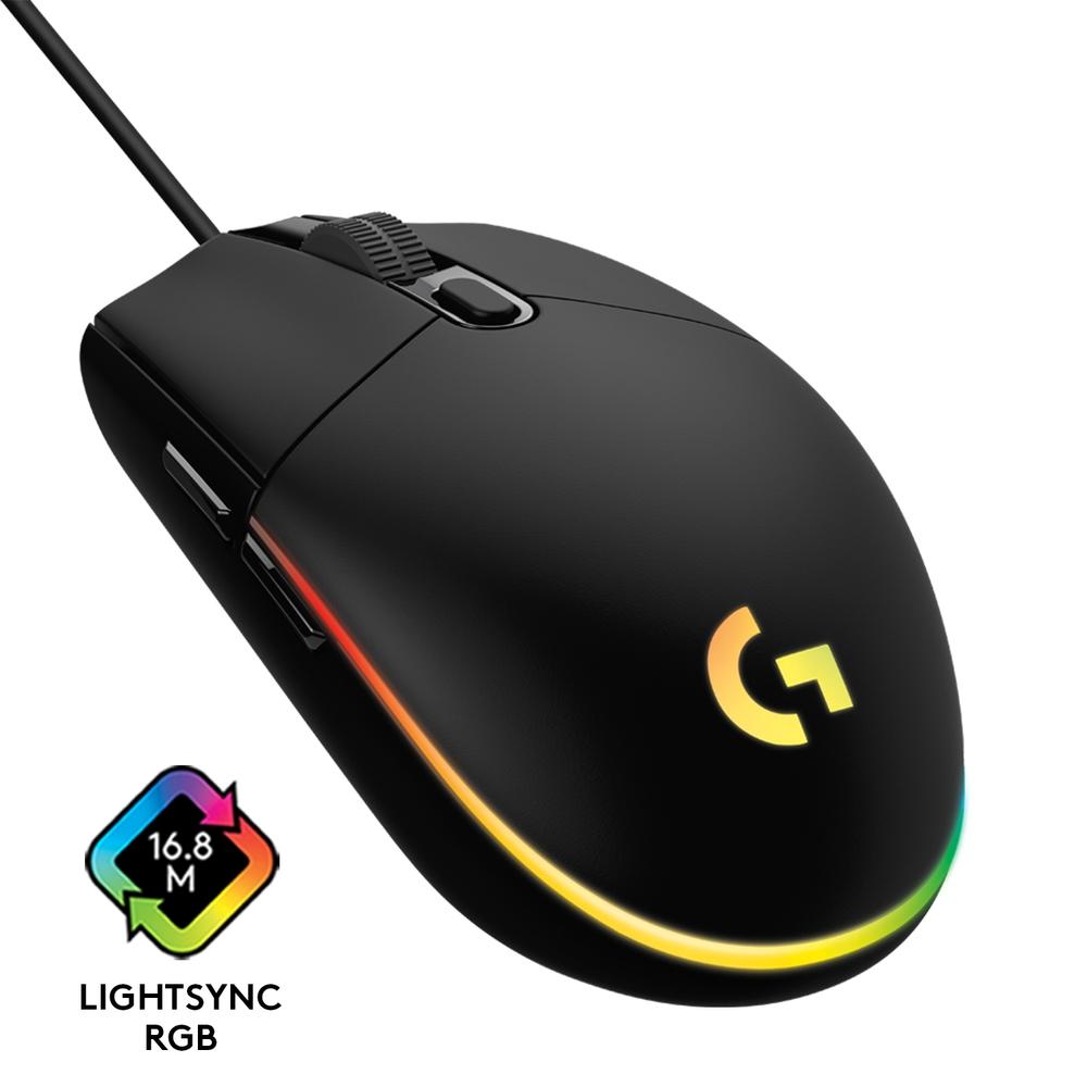 Mouse Gamer Logitech G203 LightSync RGB, Efeito de Ondas de Cores, 6 Botões,até 8.000 Dpi,preto