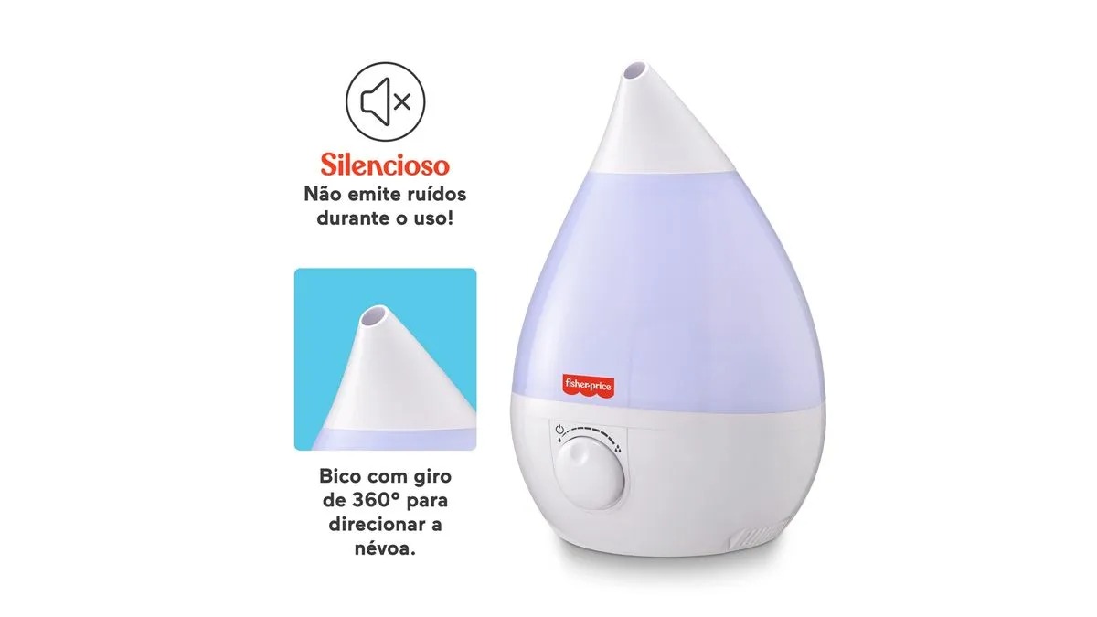 Umidificador de Ar Multilaser, 3,4L Ultrassonico Fisher Price, Branco, HC115