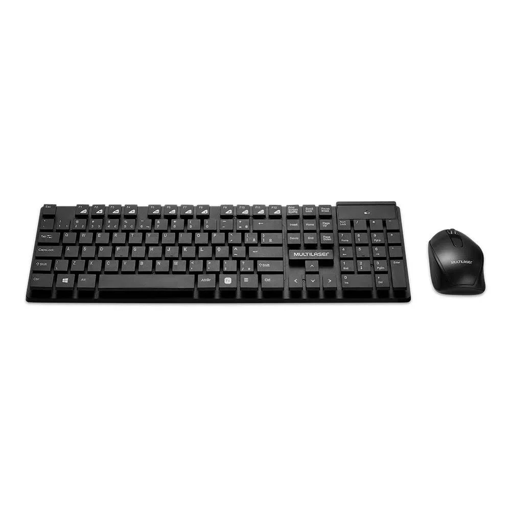 Teclado e Mouse sem Fio 2.4GHz Teclas Flutuantes USB Preto - Multilaser