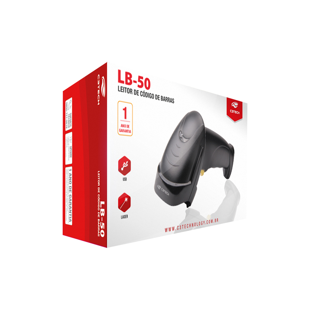 Leitor de Código de Barras USB LB-50BK C3Tech