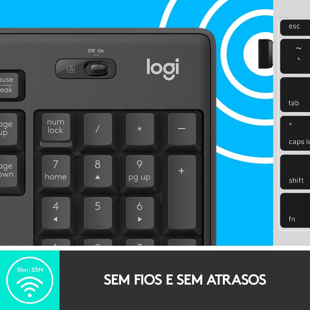 Teclado e Mouse sem Fio Logitech MK295, Digitação e Clique Silencioso, USB, Pilhas Inclusas, ABNT2