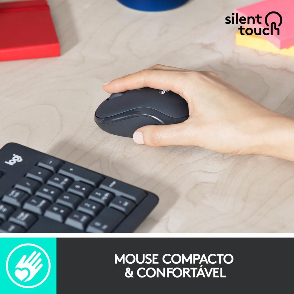 Teclado e Mouse sem Fio Logitech MK295, Digitação e Clique Silencioso, USB, Pilhas Inclusas, ABNT2