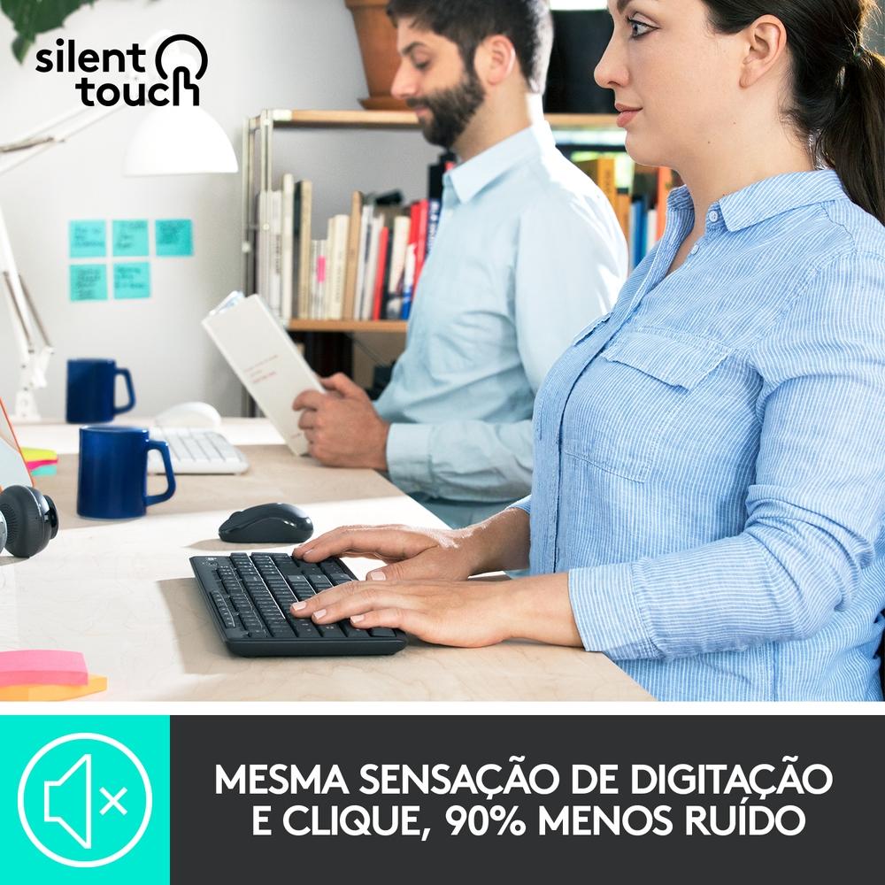 Teclado e Mouse sem Fio Logitech MK295, Digitação e Clique Silencioso, USB, Pilhas Inclusas, ABNT2