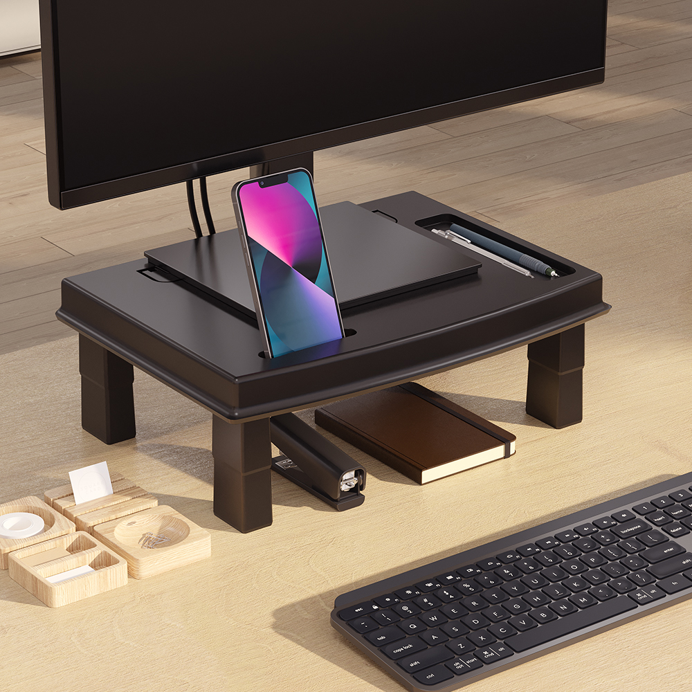 Suporte Quadrado para Monitor e Notebook Ergodesk, Certificado NR17, Preto - Reliza
