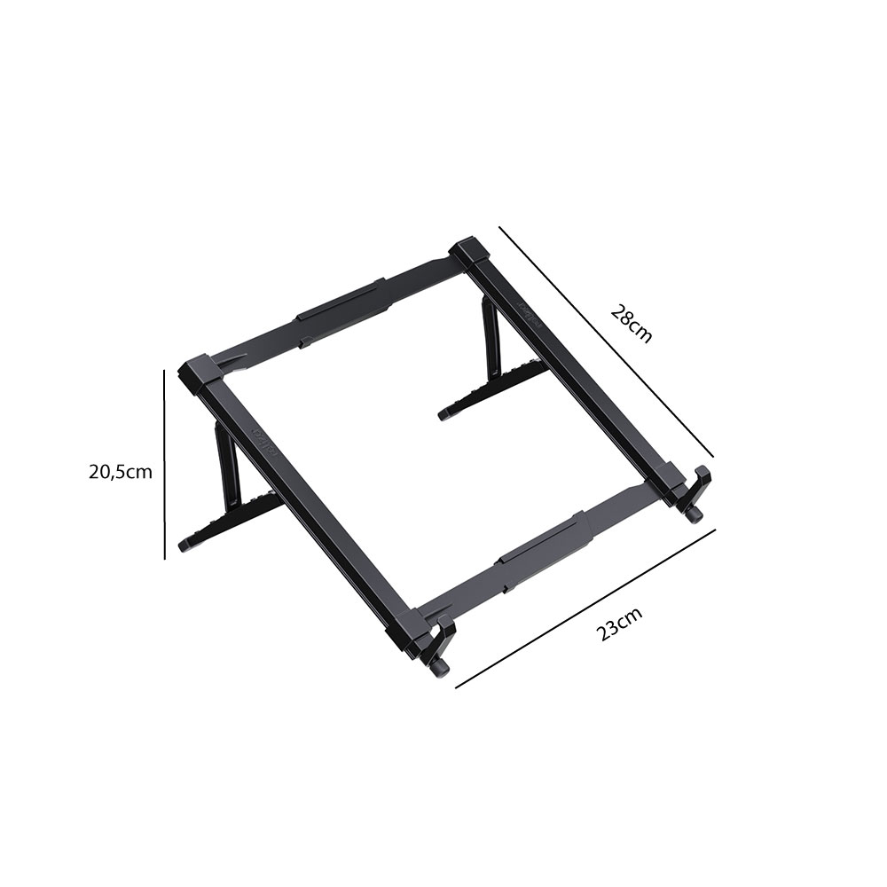 Suporte para Notebook Reliza, Regulável, Plástico Abs, Certificado Pela NR17, Preto