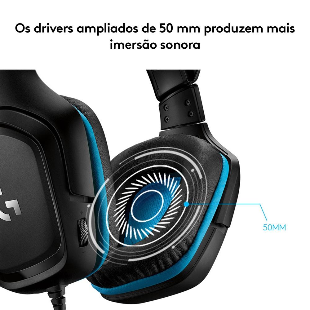 Headset Gamer Logitech G432, Sourround 7.1, para PC, Ps, Xbox e Nintendo - Preto