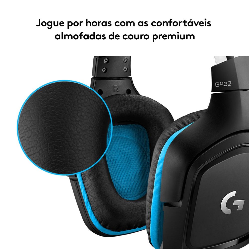 Headset Gamer Logitech G432, Sourround 7.1, para PC, Ps, Xbox e Nintendo - Preto