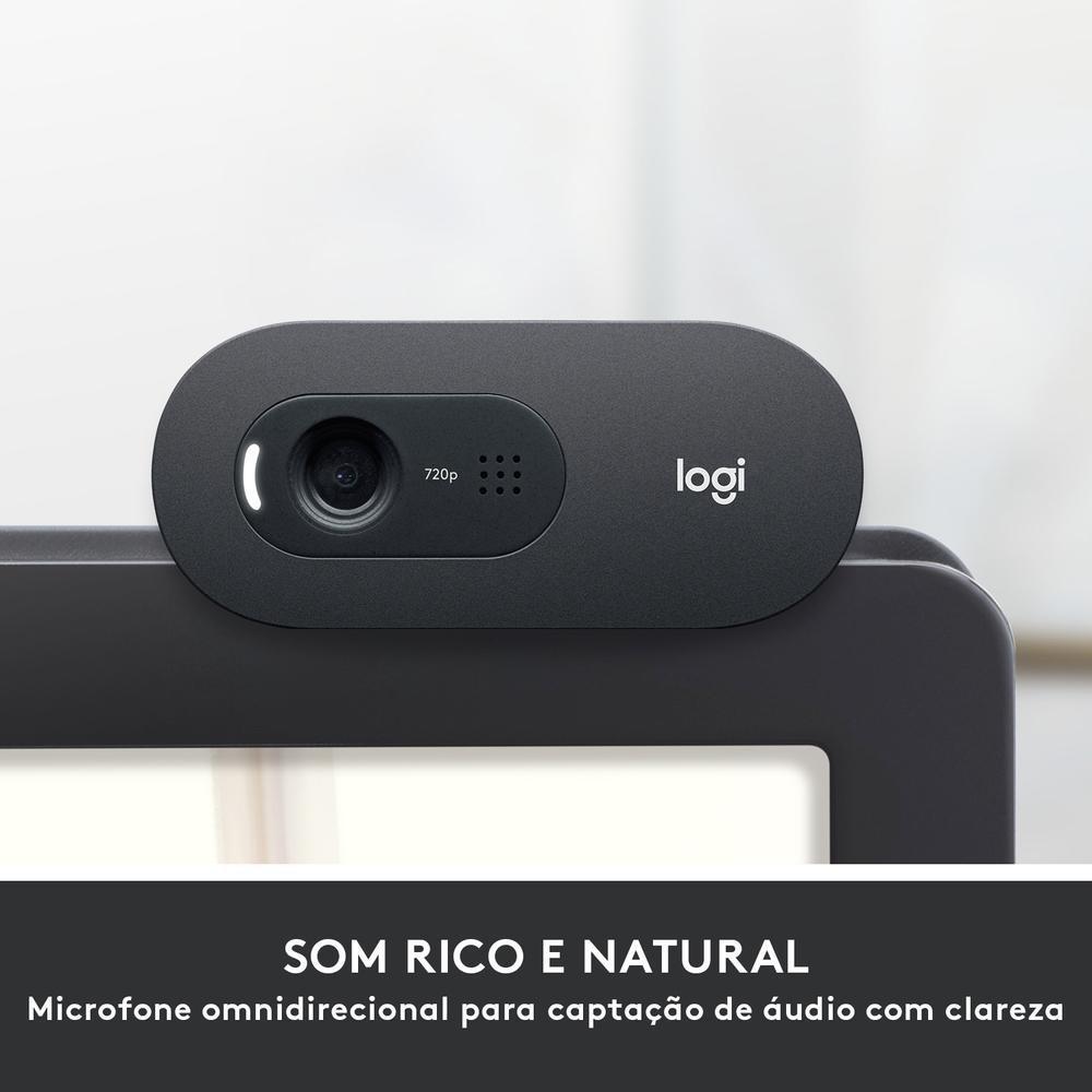Webcam HD Logitech C505, 720P, com Microfone, 3 Mp, para Chamadas, e Gravações em Vídeo, Widescreen