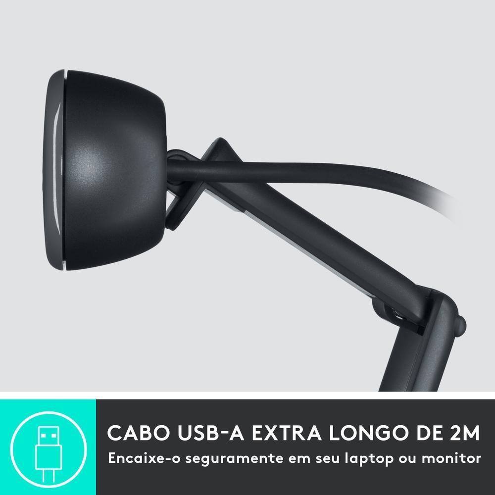Webcam HD Logitech C505, 720P, com Microfone, 3 Mp, para Chamadas, e Gravações em Vídeo, Widescreen