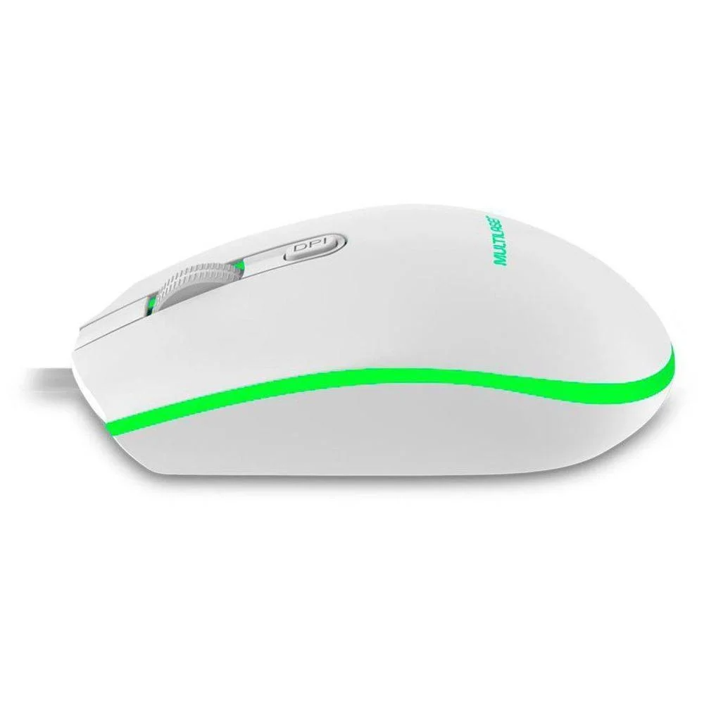 Mouse USB Gamer LED 7 Cores 2400dpi Branco - Multilaser