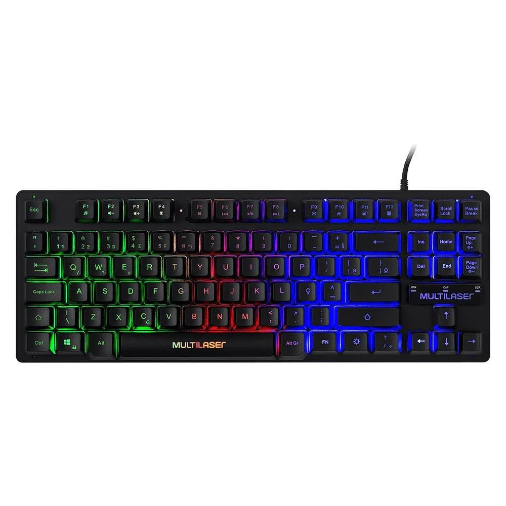 Teclado USB Gamer de Membrana Tkl LED Rainbow - Multilaser