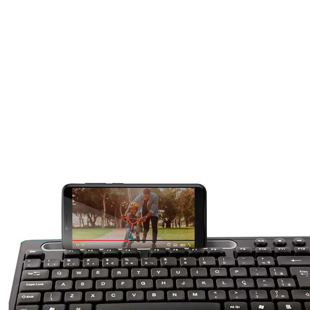 Teclado USB Office Multimídia com Apoio para Smartphone Preto - Multilaser