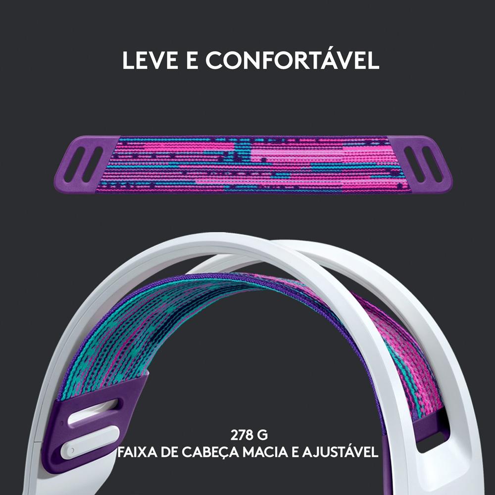Headset Gamer sem Fio Logitech G733,DOUBY Sourround 7.1 com Blue Voice, RGB Ligthsync, PC e Ps- Branco