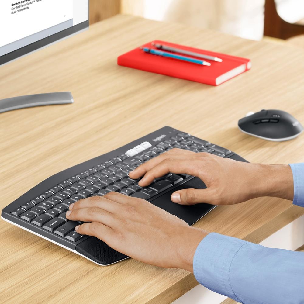 Teclado e Mouse sem Fio Logitech MK850, Teclado com Apoio, Mouse Destro, USB Unifying ou Bluetooth