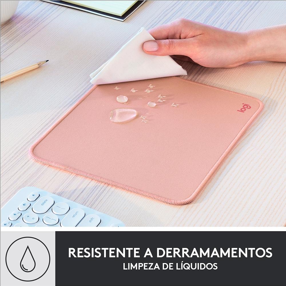Mousepad Studio Series Logitech Portátil Rosa, 20x23cm, Antiderrapante, Resistente a Água - Rosa