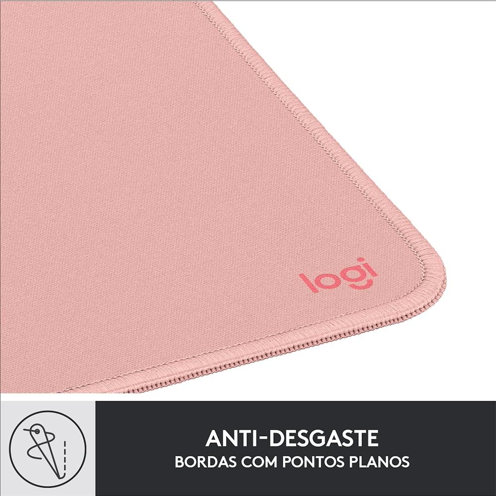 Mousepad Studio Series Logitech Portátil Rosa, 20x23cm, Antiderrapante, Resistente a Água - Rosa
