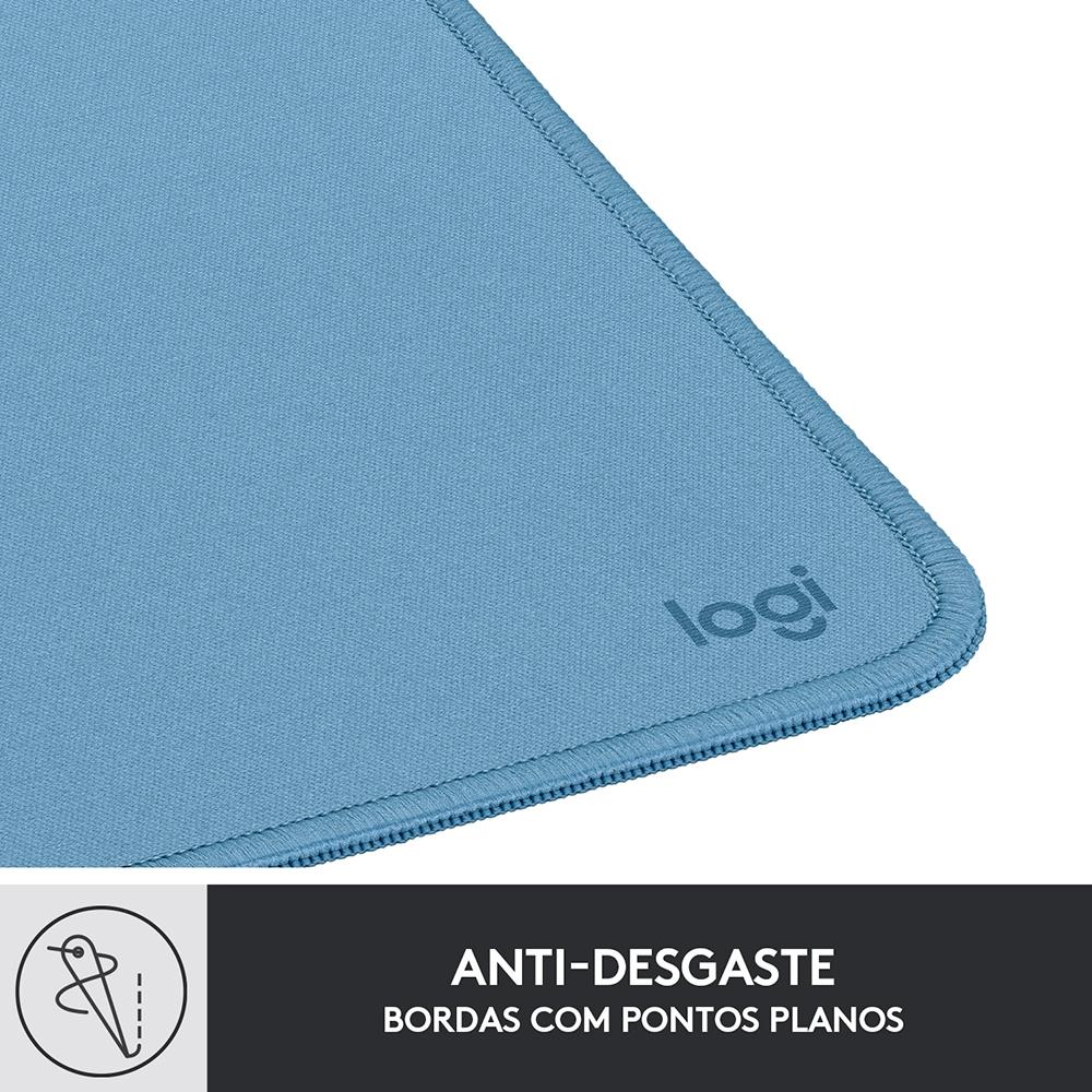 Mousepad Studio Series Logitech Portátil, 20x23cm, Antiderrapante, Resistente a Água- Azul Claro