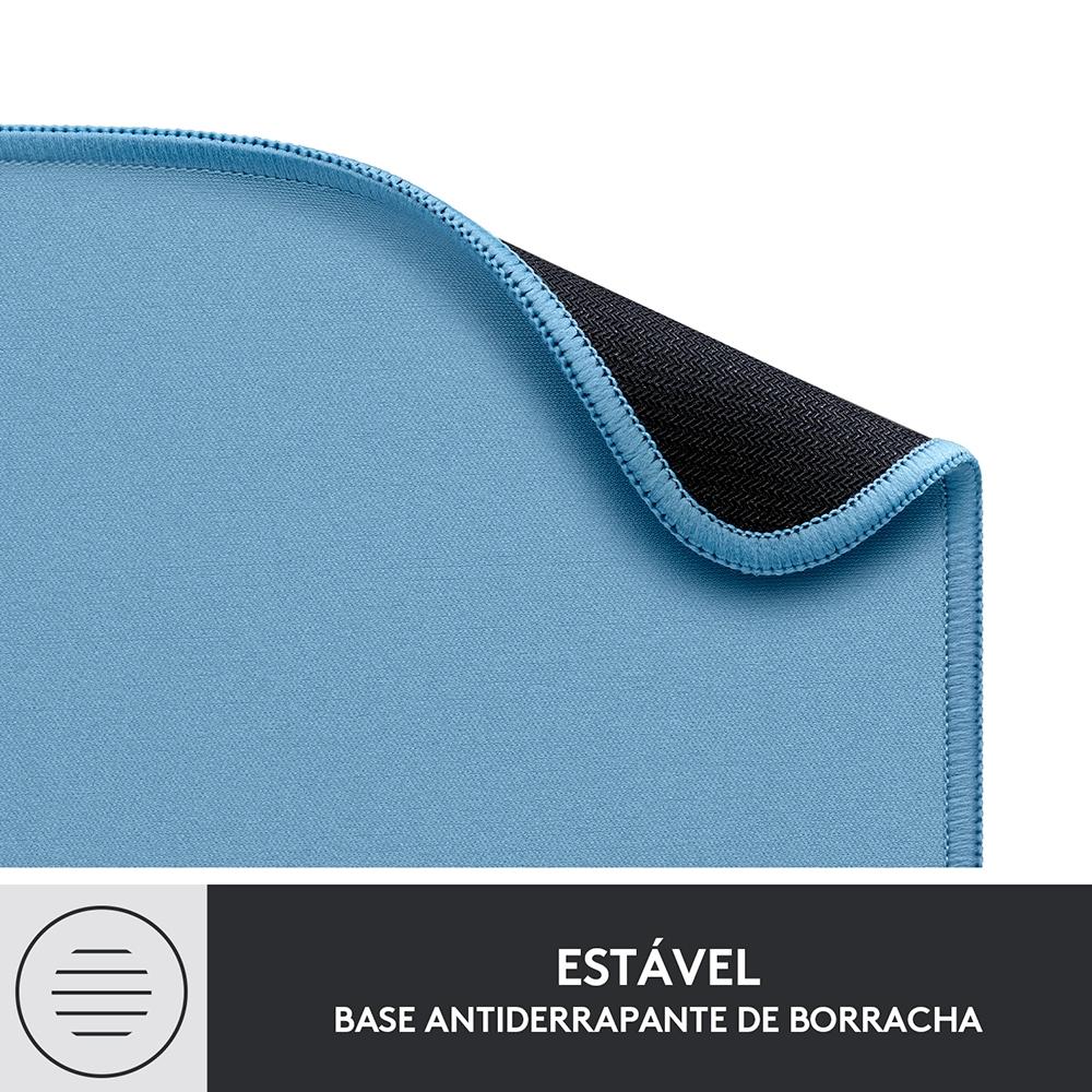 Mousepad Studio Series Logitech Portátil, 20x23cm, Antiderrapante, Resistente a Água- Azul Claro