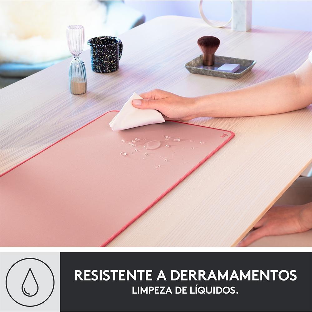 Mousepad Logitech Desk Mat Studio Series, Base Antiderrapante, Resistente a Respingos, Grande-Rosa