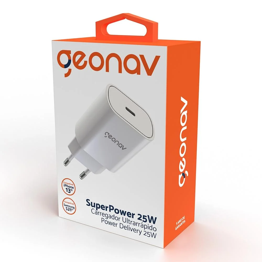 Carregador de Parede Tipo C Power Delivery 25W Ultra Rapido - Geonav