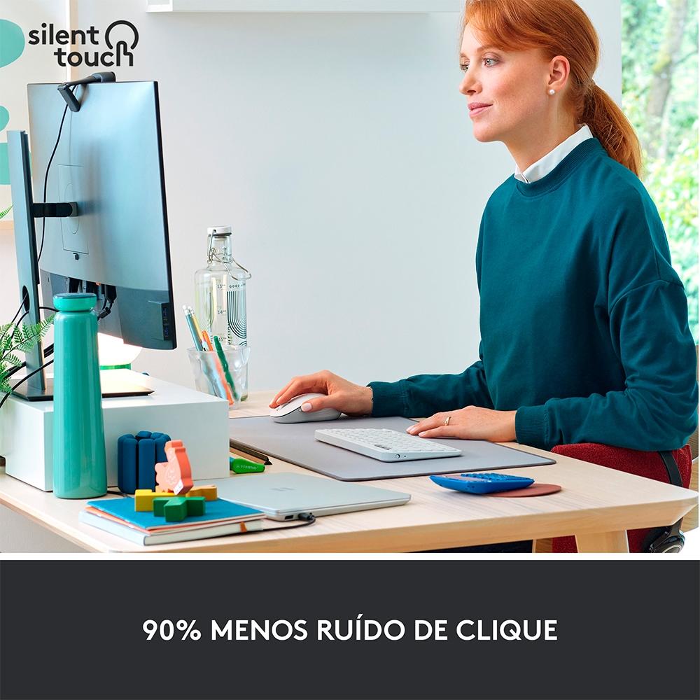 Mouse sem Fio Logitech Signature M650 L, 2000 DPI, 5 Botões, Silencioso, Bluetooth, USB, Branco