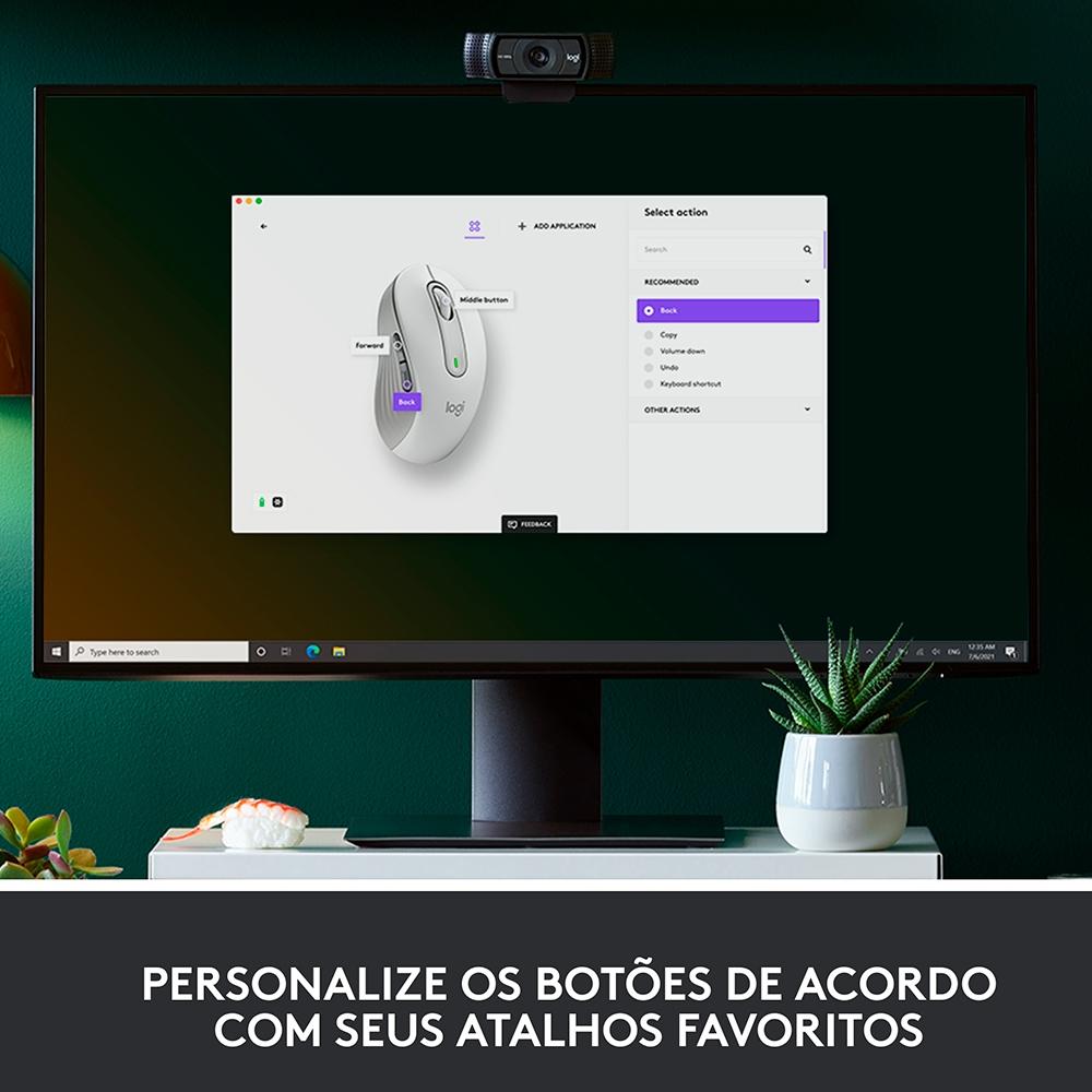 Mouse sem Fio Logitech Signature M650 L, 2000 DPI, 5 Botões, Silencioso, Bluetooth, USB, Branco