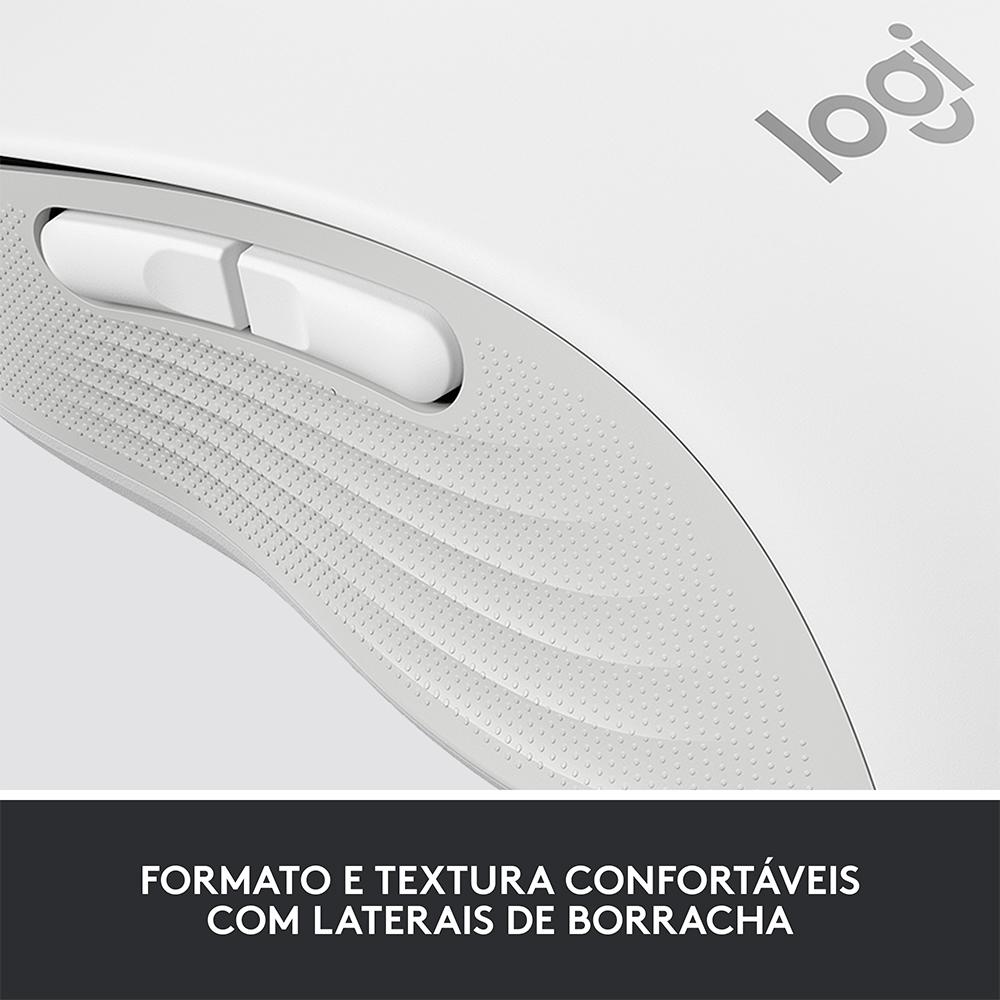 Mouse sem Fio Logitech Signature M650 L, 2000 DPI, 5 Botões, Silencioso, Bluetooth, USB, Branco