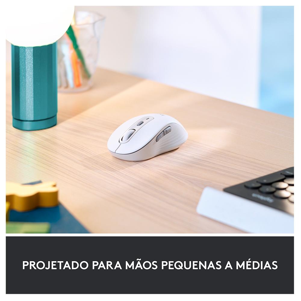 Mouse sem Fio Logitech Signature M650, 5 Botões, Silencioso, Bluetooth, USB, Branco