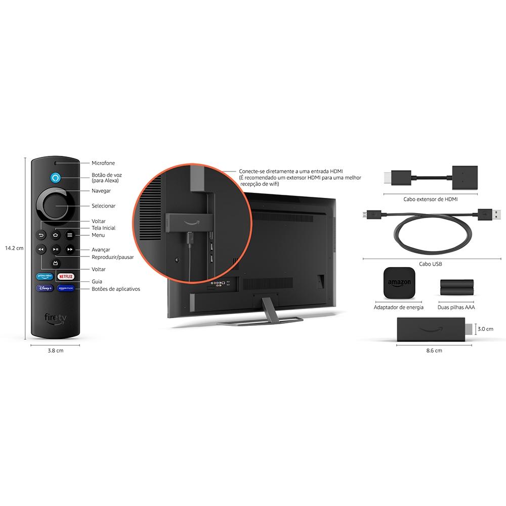 Fire TV Stick Lite com Controle Remoto Lite por Voz com Alexa 2ª Geração