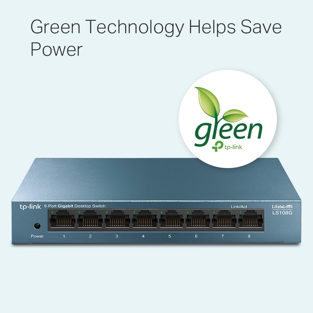 Switch 08P Gigabit 10/100/1000 Mbps LS108G Gabinete em Metal - Tp-Link