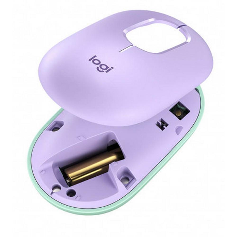Mouse sem Fio Logitech Pop, 4000 DPI, Botão Emoji, Silenttouch, Compacto, USB, Bluetooth, Lilas