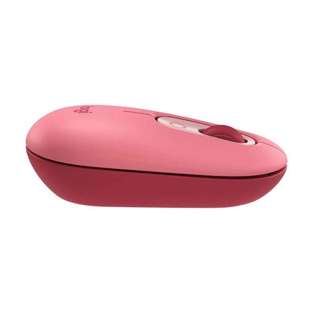 Mouse sem Fio Logitech Pop, 4000 DPI, Botão Emoji, Silenttouch, Compacto, USB, Bluetooth, Rosa