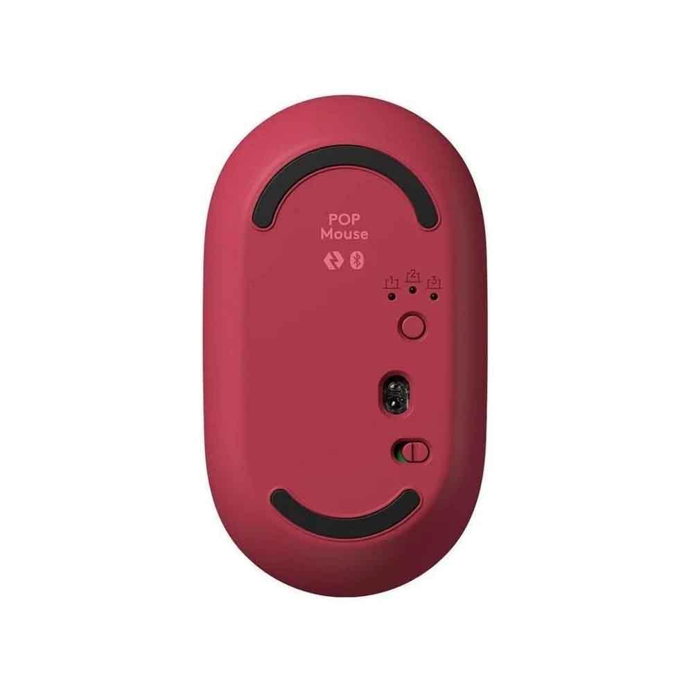 Mouse sem Fio Logitech Pop, 4000 DPI, Botão Emoji, Silenttouch, Compacto, USB, Bluetooth, Rosa