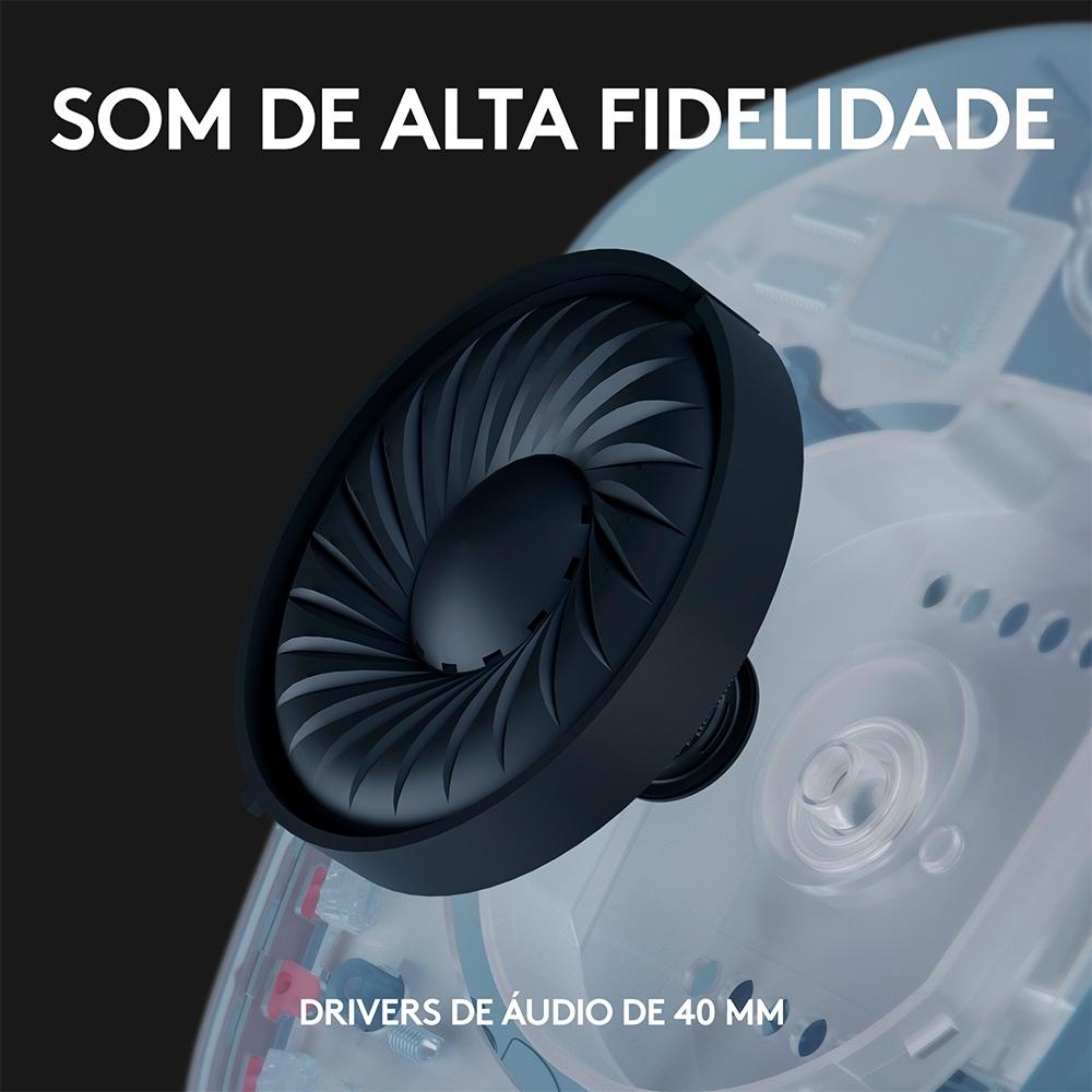 Headset Gamer sem Fio Logitech G435 Light Speed USB e Bluetooth, Dolby Atmos, PC, Ps, Mobile - Azul