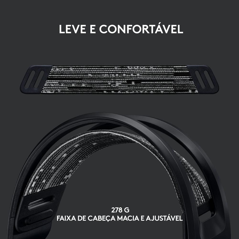Headset Gamer sem Fio Logitech G733,DOUBY Sourround 7.1 com Blue Voice, RGB Ligthsync, PC e Ps- Preto