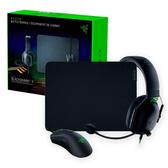 Kit Gamer Razer Battle Bundle, Mouse Deathadder V2, Headset Blackshark V2, Mousepad Gigantus V2