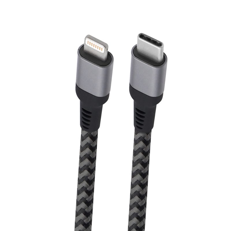 Cabo USB-C com Conector Lightning com Malha de Nylon Trançada 1,5m Alumínio Anodizado