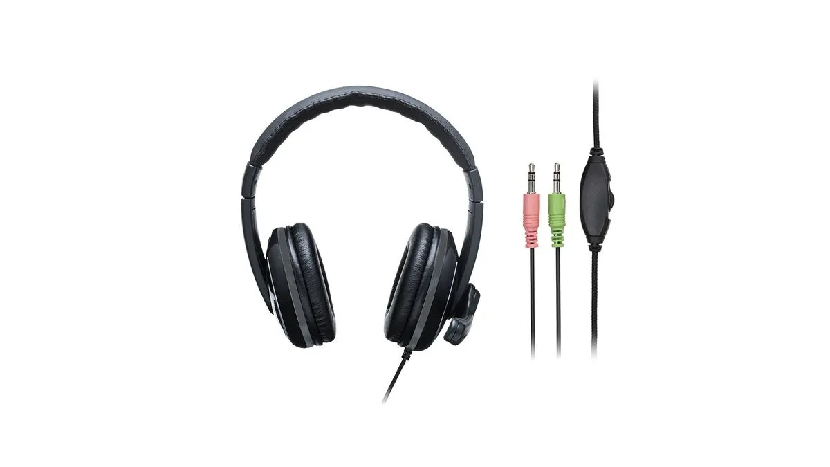 Headset com Fio P2 Multilaser Pro Preto, Cancelamento de Ruído, Controle de Volume, Microfone, PH316