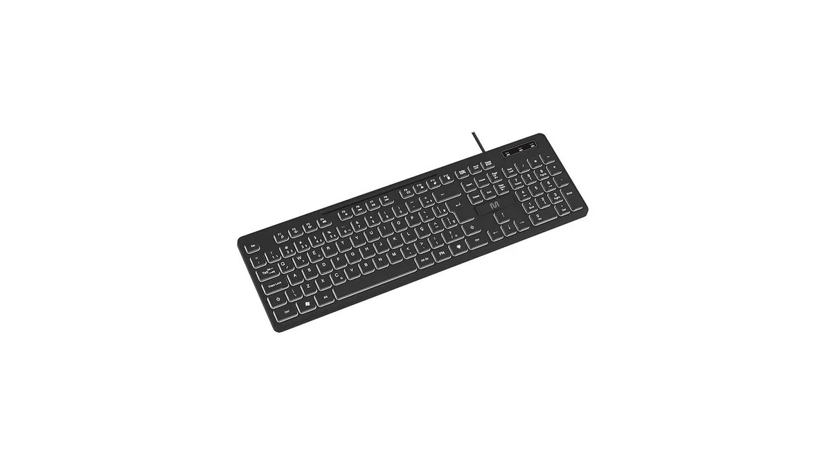 Teclado com Fio Multilaser TM700, Iluminado, Teclas Silenciosas, USB, Preto, TC268