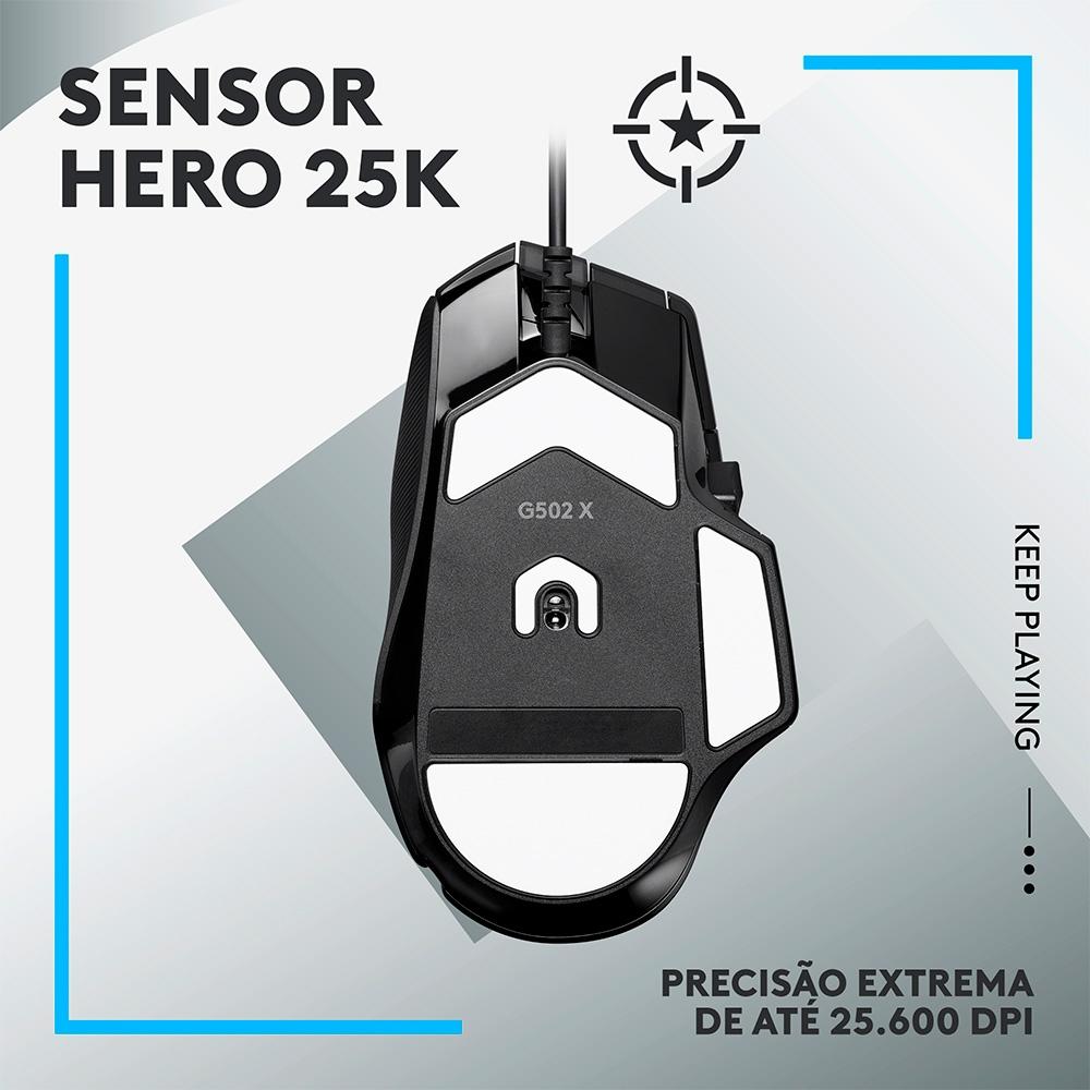 Mouse Gamer Logitech G502 x, Switch Ligthforce, 13BOTOES Programaveis, Hero 25K, Pc,mac'os,windows