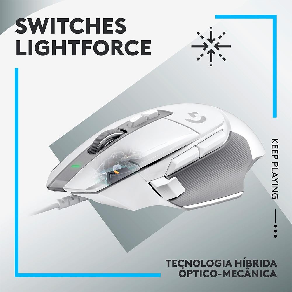 Mouse Logitech G502X com Switch LIGHTFORCE,13BOTOES Programaveis,sensor Hero 25K, PC, Mac'os, Windows